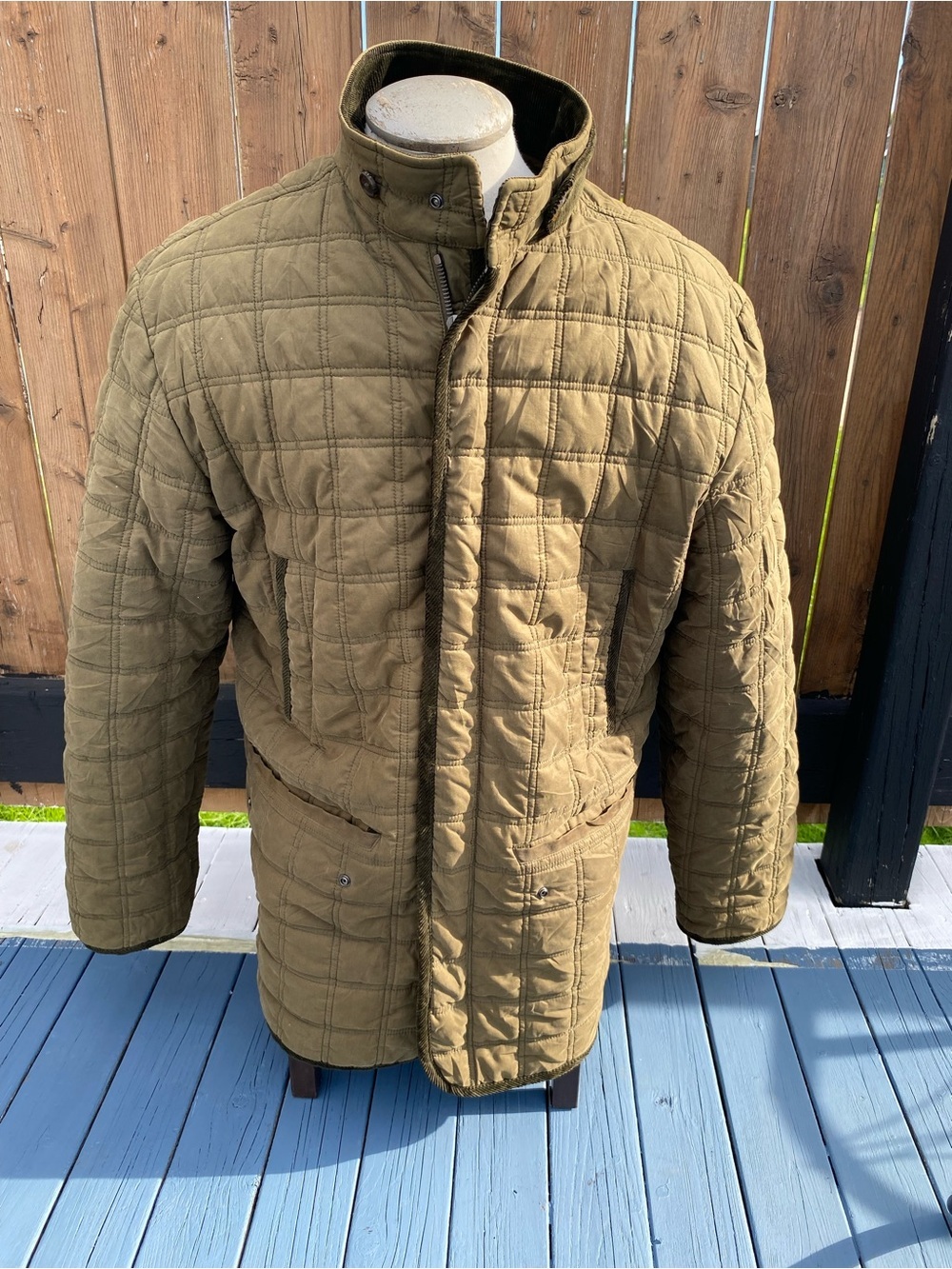 Purdey Quilted Coat in Olive Green